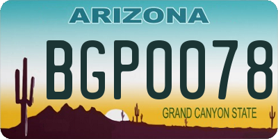 AZ license plate BGP0078