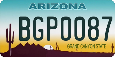 AZ license plate BGP0087