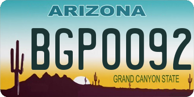 AZ license plate BGP0092