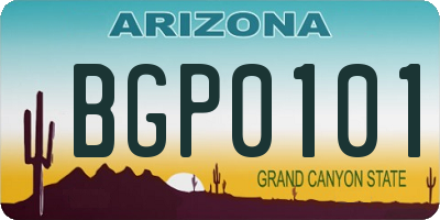 AZ license plate BGP0101