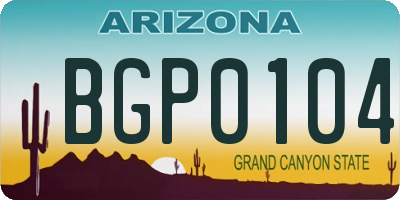 AZ license plate BGP0104