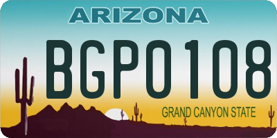 AZ license plate BGP0108