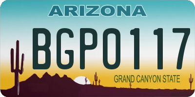 AZ license plate BGP0117