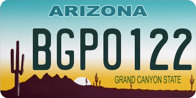 AZ license plate BGP0122