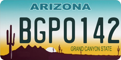 AZ license plate BGP0142