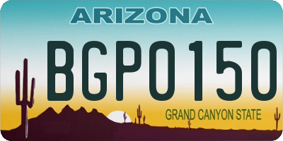 AZ license plate BGP0150