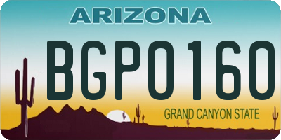 AZ license plate BGP0160