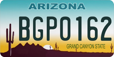 AZ license plate BGP0162