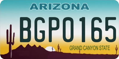 AZ license plate BGP0165