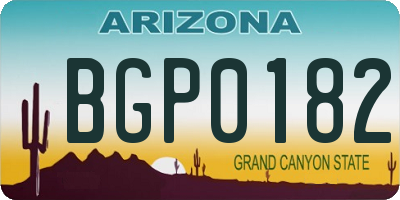 AZ license plate BGP0182