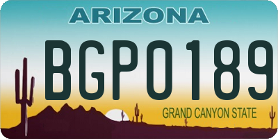 AZ license plate BGP0189