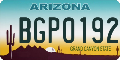 AZ license plate BGP0192