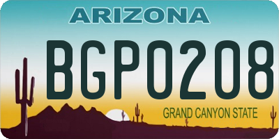 AZ license plate BGP0208