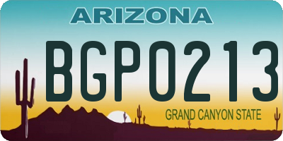 AZ license plate BGP0213
