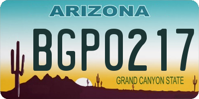 AZ license plate BGP0217