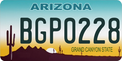 AZ license plate BGP0228