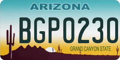 AZ license plate BGP0230