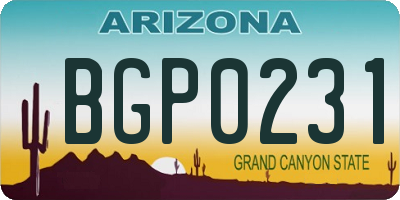AZ license plate BGP0231