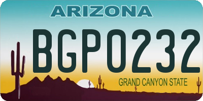 AZ license plate BGP0232