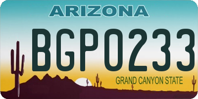 AZ license plate BGP0233