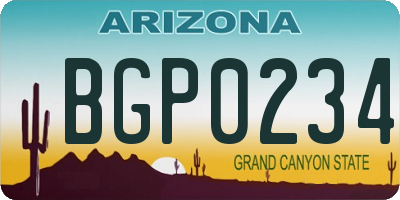 AZ license plate BGP0234
