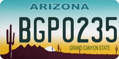 AZ license plate BGP0235