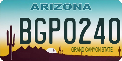 AZ license plate BGP0240
