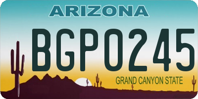 AZ license plate BGP0245