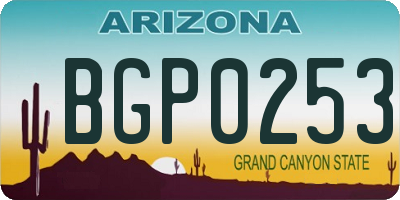 AZ license plate BGP0253