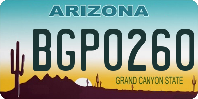AZ license plate BGP0260
