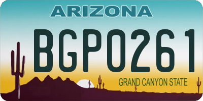 AZ license plate BGP0261