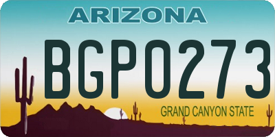 AZ license plate BGP0273