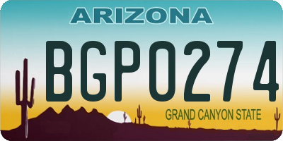 AZ license plate BGP0274
