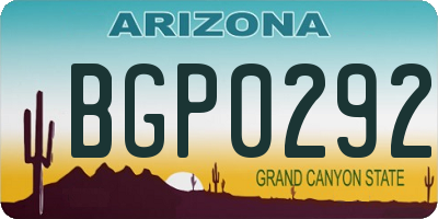 AZ license plate BGP0292