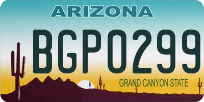 AZ license plate BGP0299