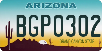 AZ license plate BGP0302