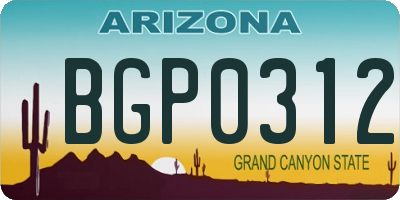 AZ license plate BGP0312