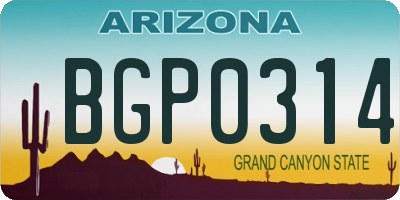 AZ license plate BGP0314