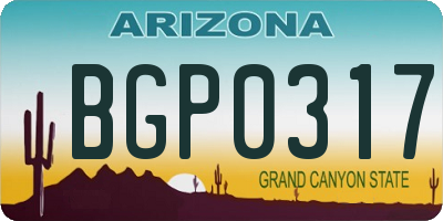 AZ license plate BGP0317