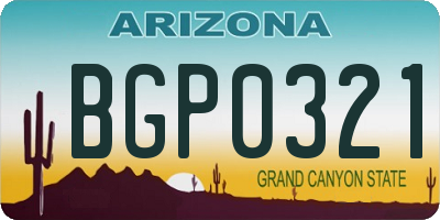 AZ license plate BGP0321