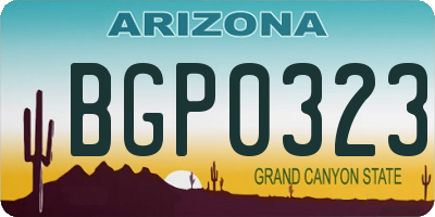 AZ license plate BGP0323