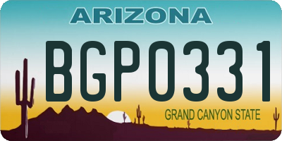 AZ license plate BGP0331