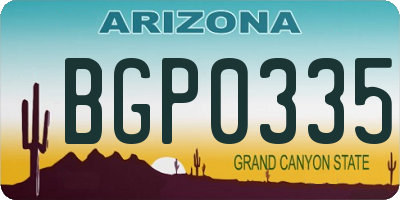 AZ license plate BGP0335