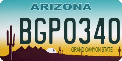 AZ license plate BGP0340