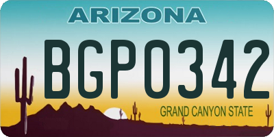 AZ license plate BGP0342