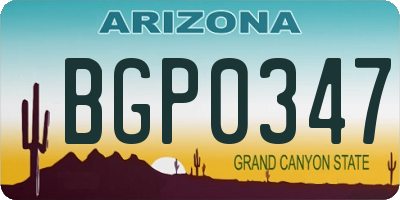 AZ license plate BGP0347