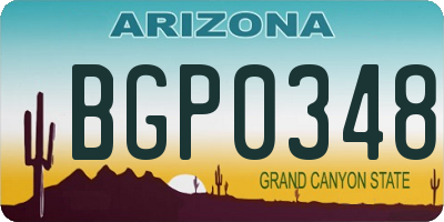 AZ license plate BGP0348