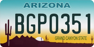 AZ license plate BGP0351