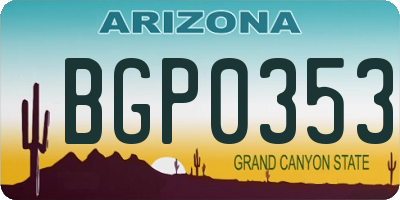 AZ license plate BGP0353