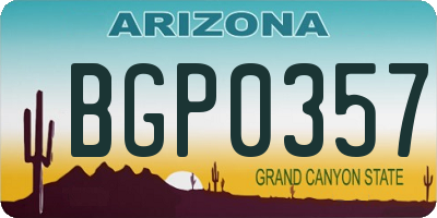 AZ license plate BGP0357